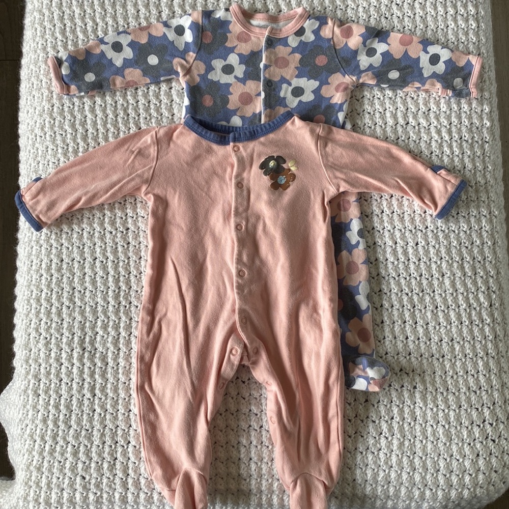 Baby Girl button down sleepers